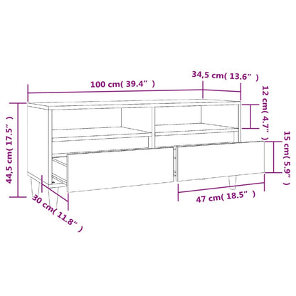 Tv-meubel 100x34,5x44,5 cm bewerkt hout zwart