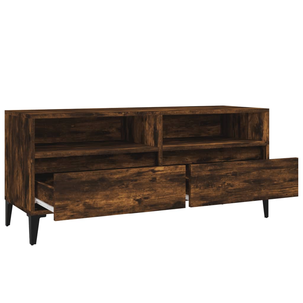 Tv-meubel 100x34,5x44,5 cm bewerkt hout gerookt eikenkleurig