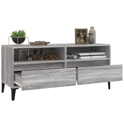 Tv-meubel 100x34,5x44,5 cm bewerkt hout grijs sonoma eikenkleur