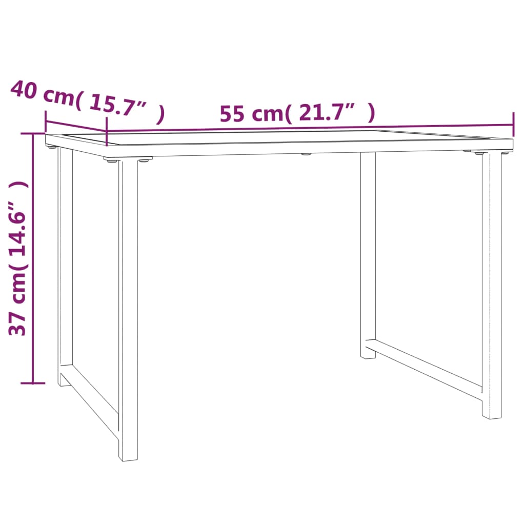 Tuintafel 55x40x37 cm staal antracietkleurig