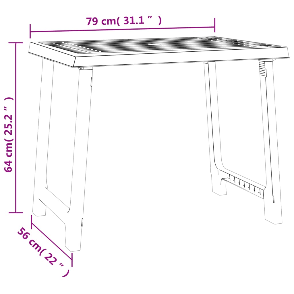 Campingtafel hout-look 79x56x64 cm PP antracietkleurig