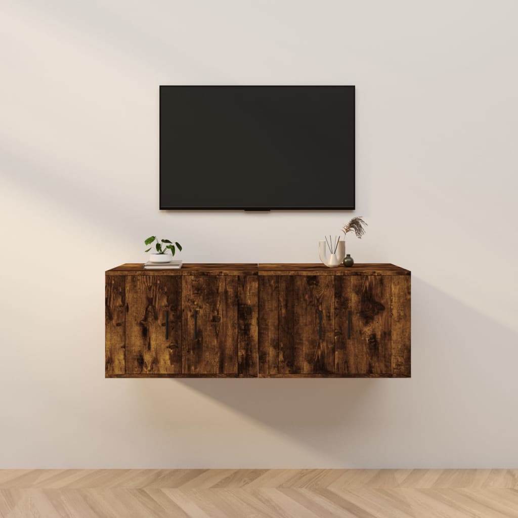 Tv-wandmeubels 2 st 57x34,5x40 cm gerookt eikenkleurig