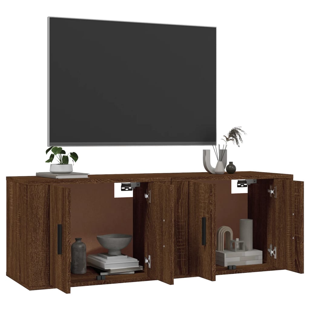 Tv-wandmeubels 2 st 57x34,5x40 cm bruin eikenkleur