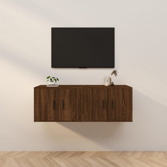 Tv-wandmeubels 2 st 57x34,5x40 cm bruin eikenkleur