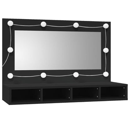 Spiegelkast met LED-verlichting 90x31,5x62 cm zwart