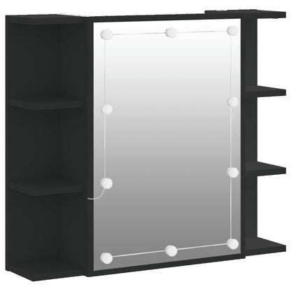 Spiegelkast met LED-verlichting 70x16,5x60 cm zwart