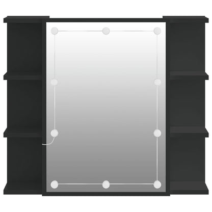 Spiegelkast met LED-verlichting 70x16,5x60 cm zwart