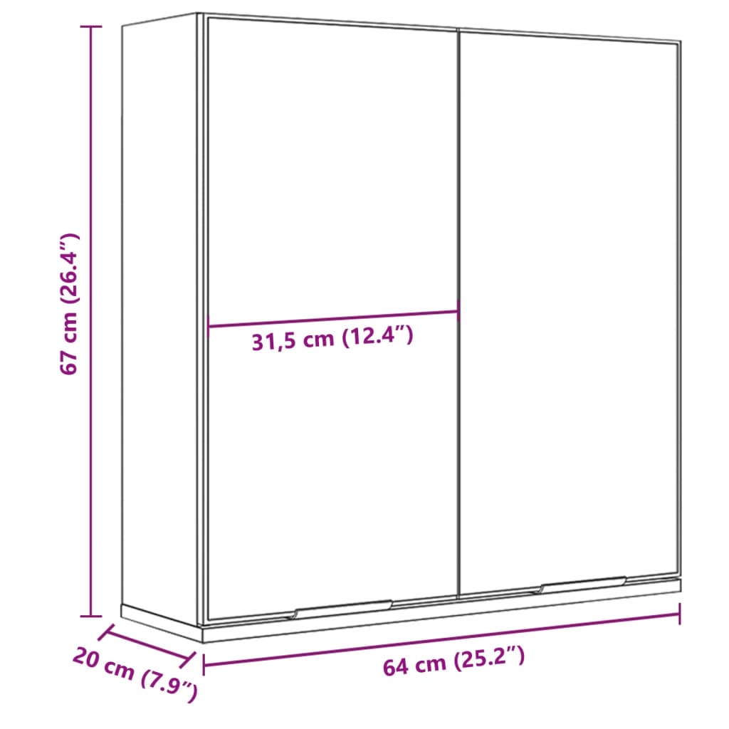 Badkamerkast met spiegel 64x20x67 cm bewerkt hout zwart