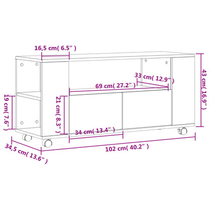 Tv-meubel 102x34,5x43 cm bewerkt hout wit