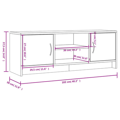 Tv-meubel 102x30x37,5 cm bewerkt hout gerookt eikenkleurig