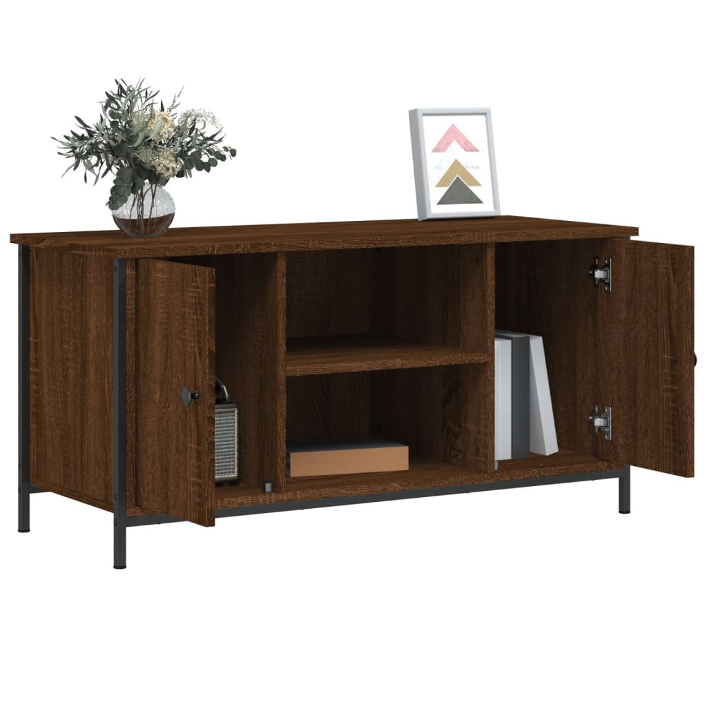 Tv-meubel 100x40x50 cm bewerkt hout bruin eikenkleur