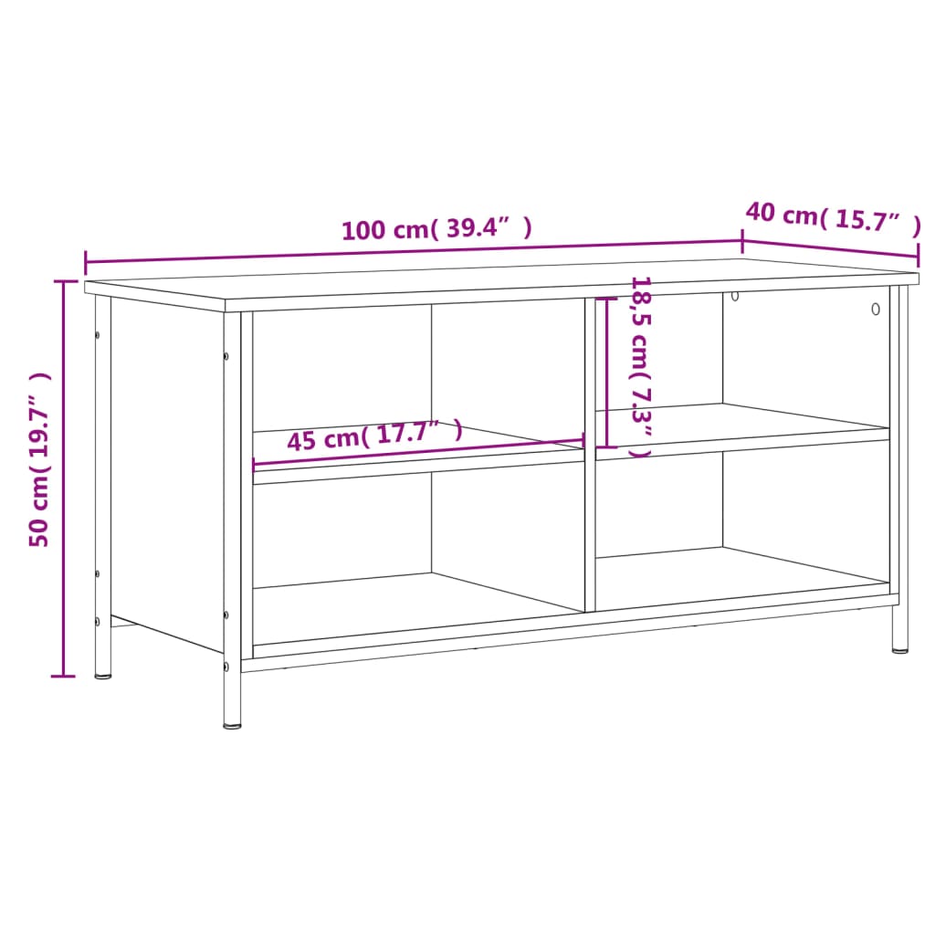 Tv-meubel 100x40x50 cm bewerkt hout grijs sonoma eikenkleurig