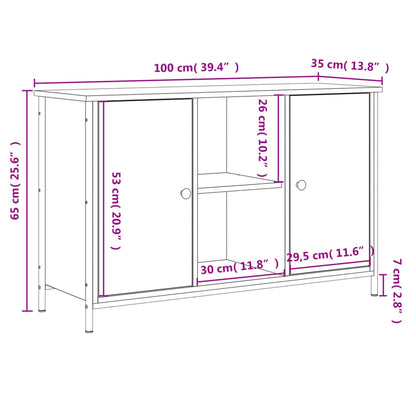 Tv-meubel 100x35x65 cm bewerkt hout zwart