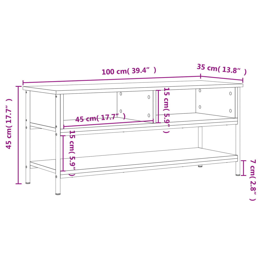 Tv-meubel 100x35x45 cm bewerkt hout zwart