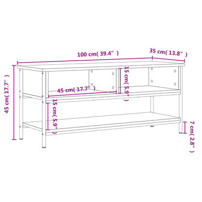 Tv-meubel 100x35x45 cm bewerkt hout zwart