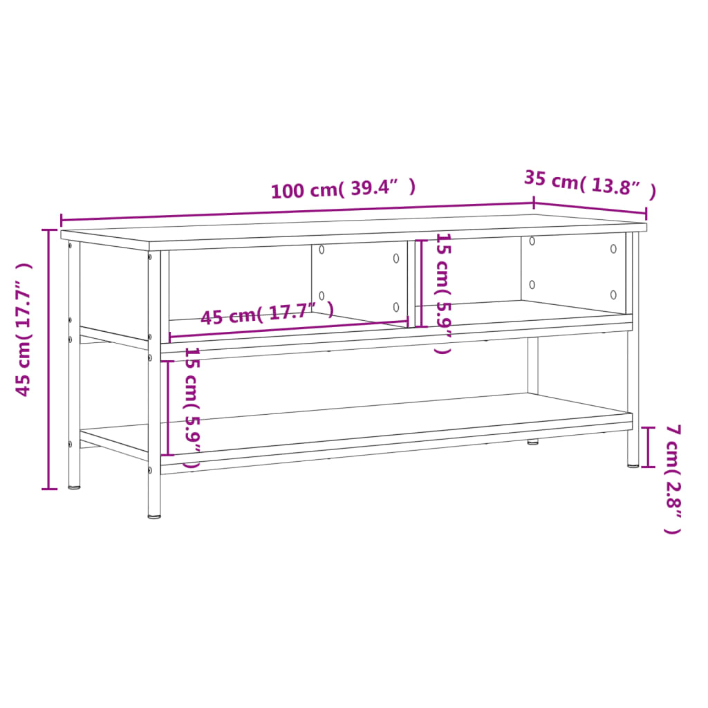 Tv-meubel 100x35x45 cm bewerkt hout sonoma eikenkleurig