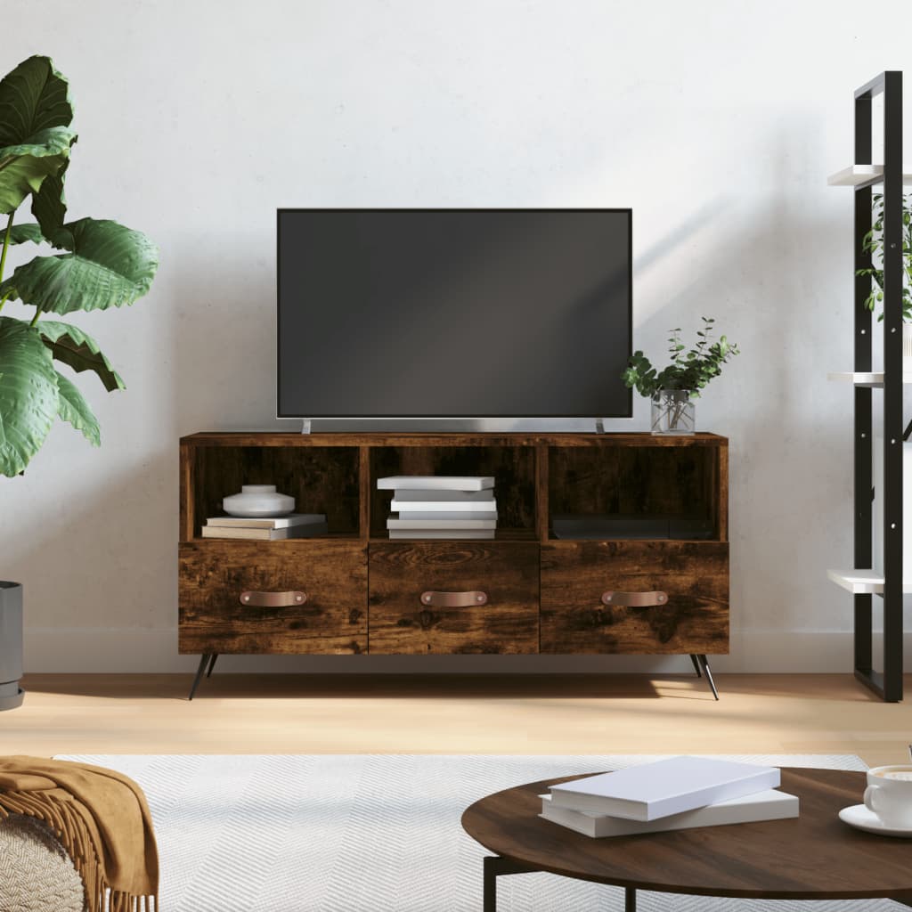 Tv-meubel 102x36x50 cm bewerkt hout gerookt eikenkleurig