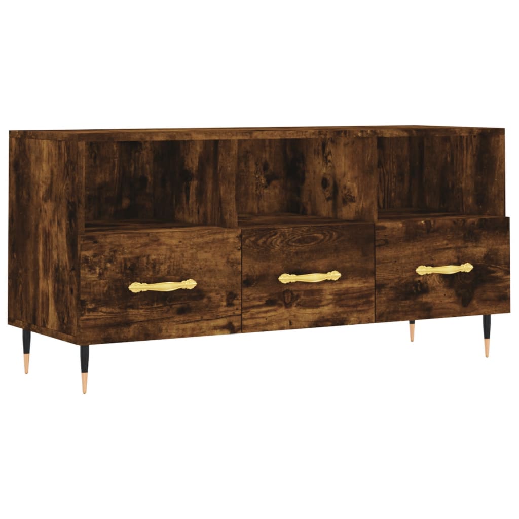 Tv-meubel 102x36x50 cm bewerkt hout gerookt eikenkleurig