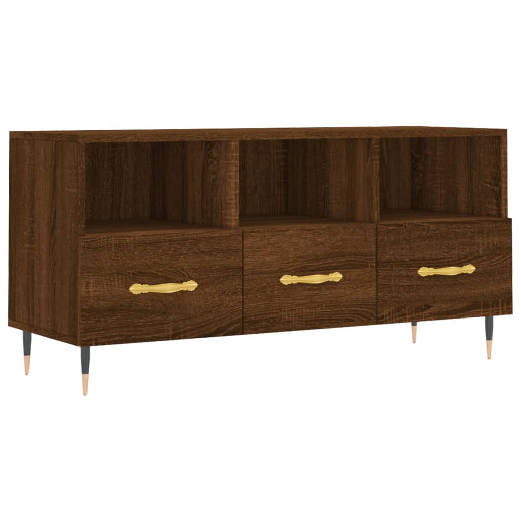 Tv-meubel 102x36x50 cm bewerkt hout bruin eikenkleur