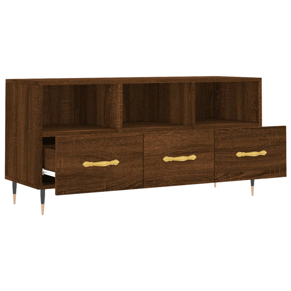 Tv-meubel 102x36x50 cm bewerkt hout bruin eikenkleur