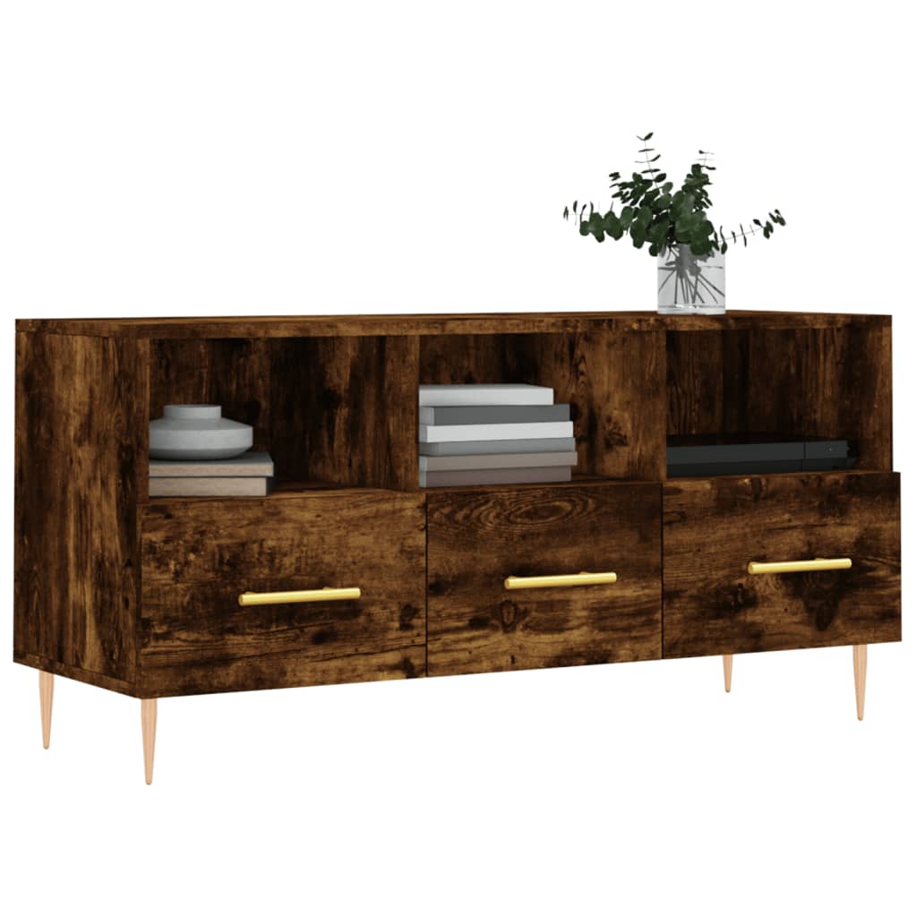 Tv-meubel 102x36x50 cm bewerkt hout gerookt eikenkleurig