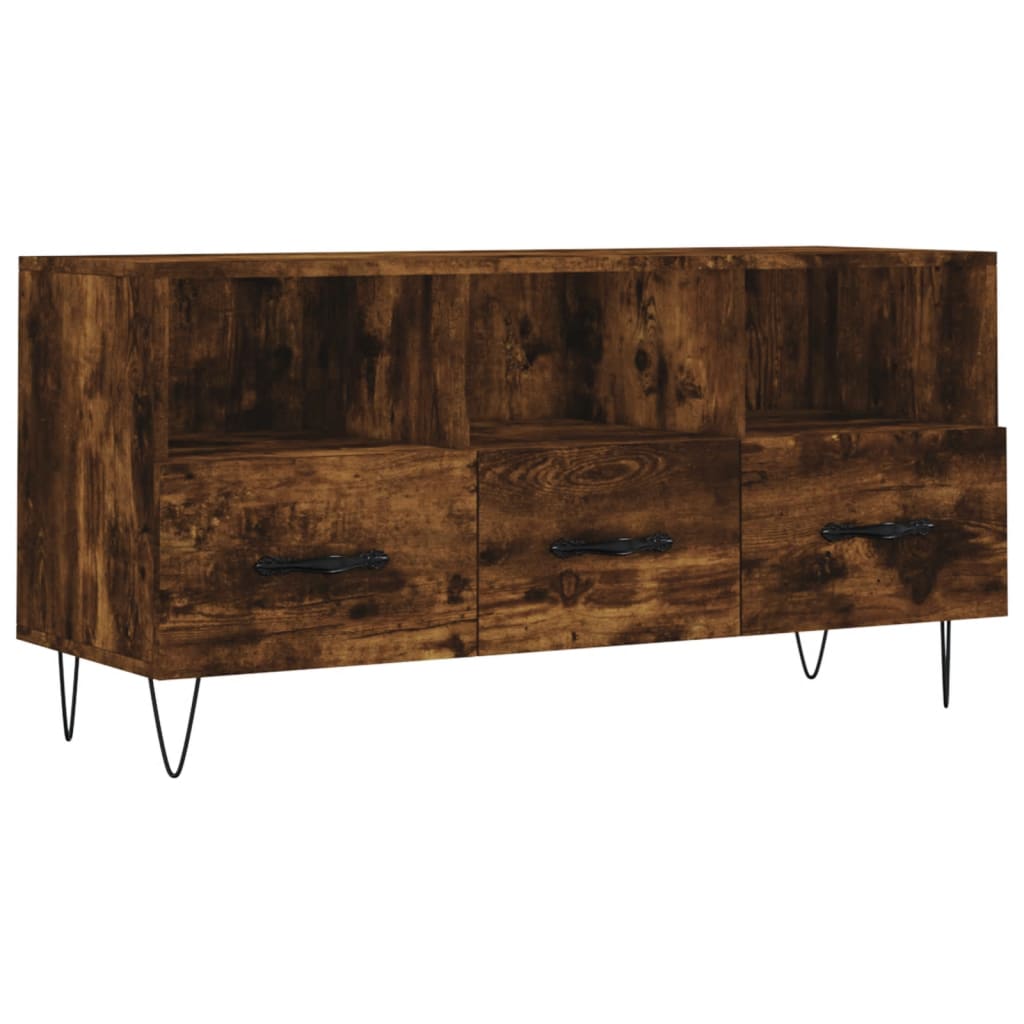 Tv-meubel 102x36x50 cm bewerkt hout gerookt eikenkleurig