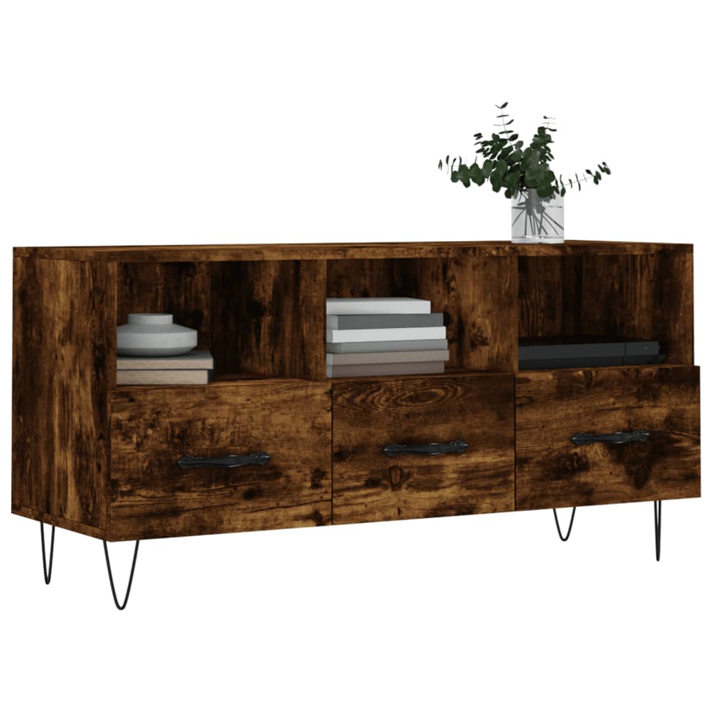 Tv-meubel 102x36x50 cm bewerkt hout gerookt eikenkleurig