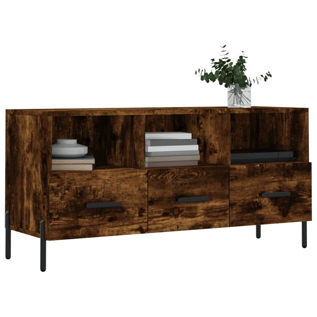 Tv-meubel 102x36x50 cm bewerkt hout gerookt eikenkleurig