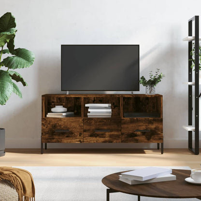 Tv-meubel 102x36x50 cm bewerkt hout gerookt eikenkleurig