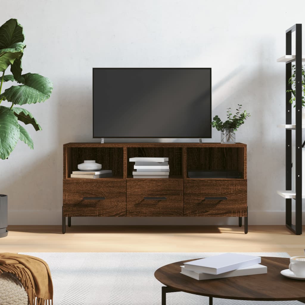 Tv-meubel 102x36x50 cm bewerkt hout bruin eikenkleur