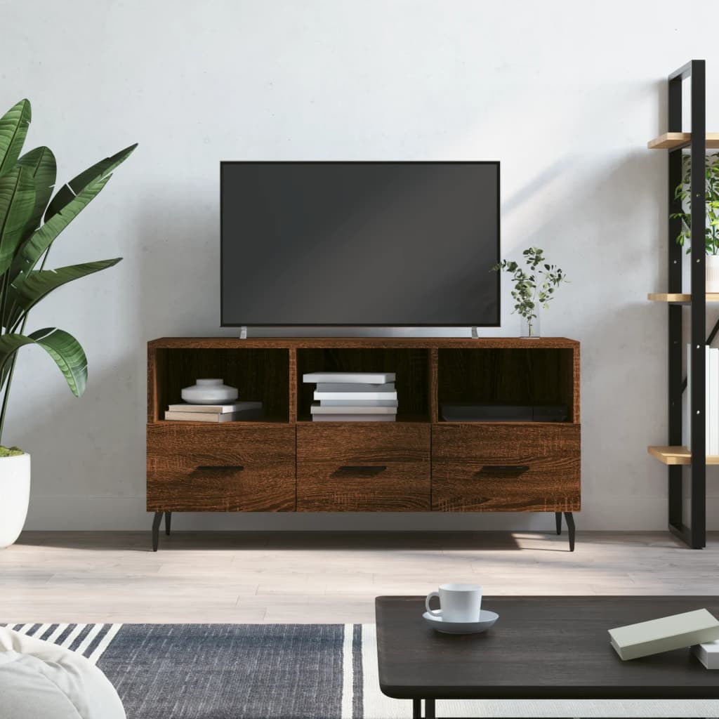 Tv-meubel 102x36x50 cm bewerkt hout bruin eikenkleur