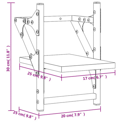 Wandschappen met stangen 2 st 20x25x30 cm zwart