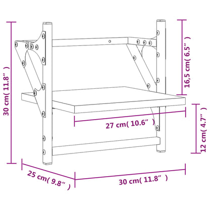 Wandschappen met stangen 2 st 30x25x30 cm sonoma eikenkleurig