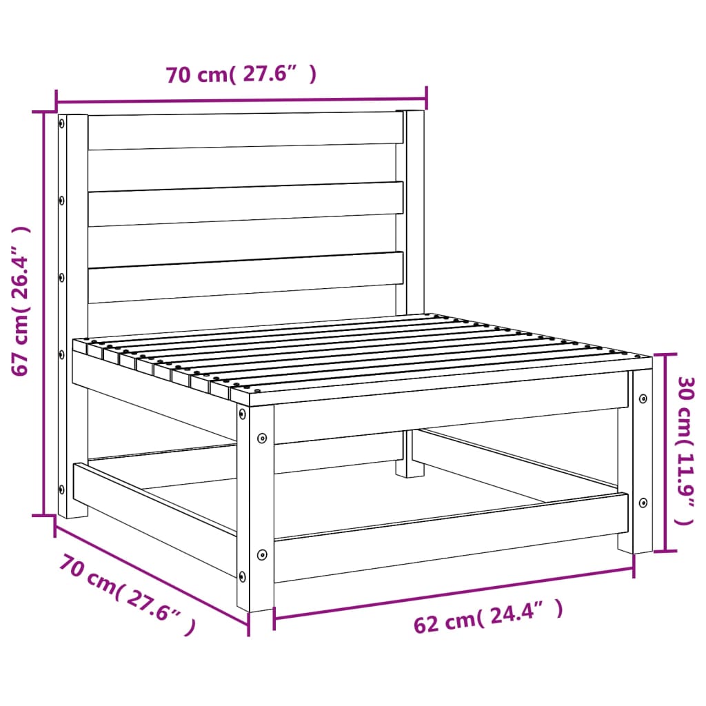 Tuinbank zonder armleuningen 70x70x67 cm massief grenenhout