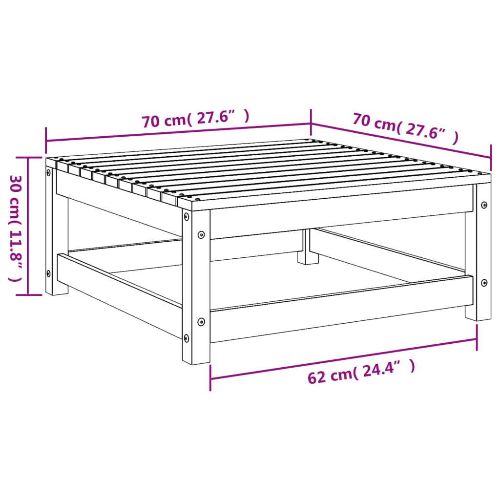 Tuinvoetenbank 70x70x30 cm massief grenenhout wasbruin