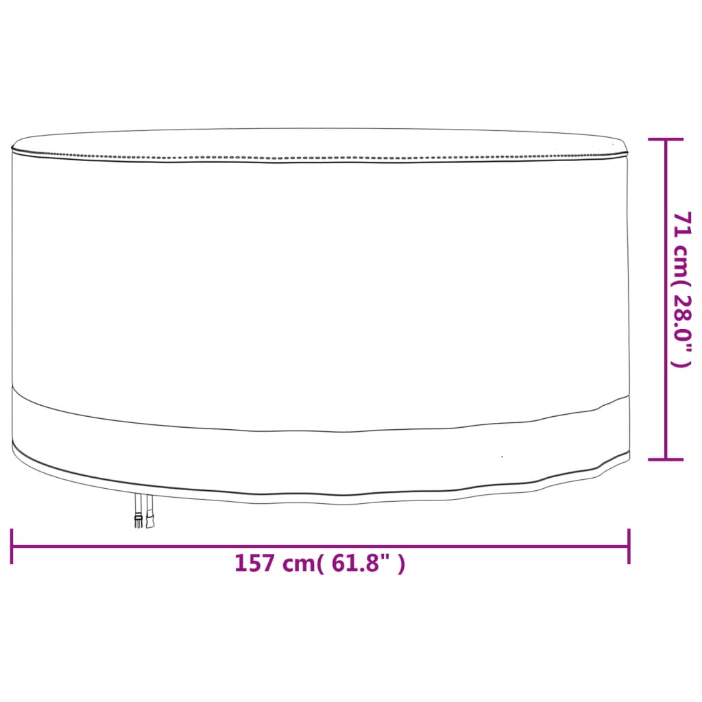 Tuinmeubelhoezen 2 st Ø 157x71 cm 600D oxford stof