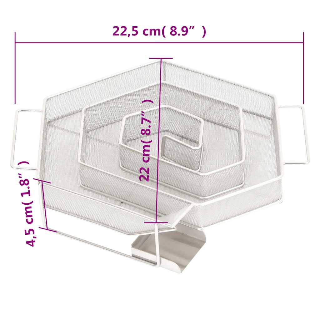 Rookgenerator koud 6-hoekig 22,5 cm roestvrij staal