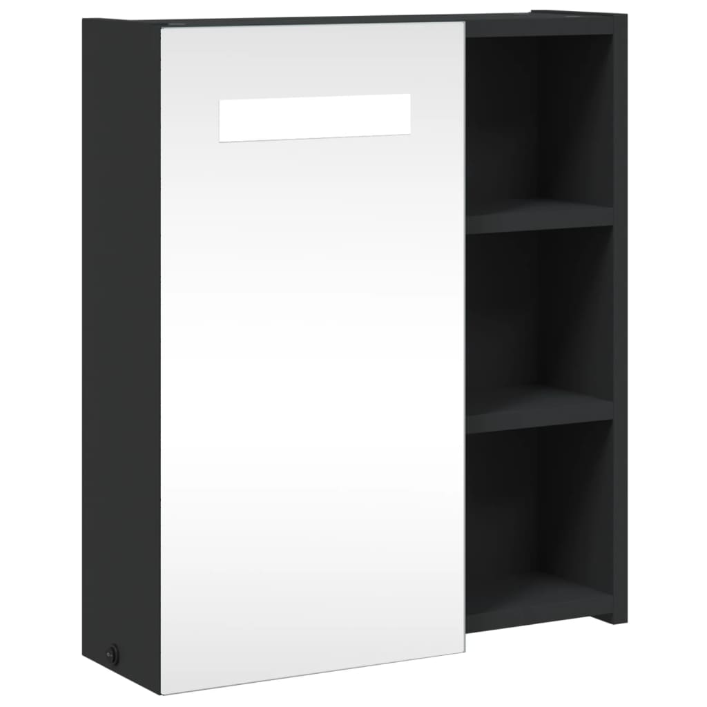 Badkamerkast met spiegel en LED 45x13x52 cm zwart