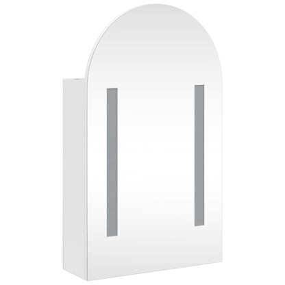 Badkamerkast met spiegel en LED gebogen 42x13x70 cm wit