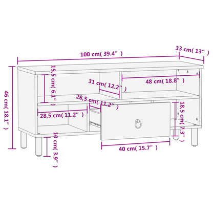 Tv-meubel 100x33x46 cm massief mangohout