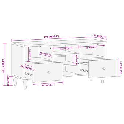 Tv-meubel 100x33x46 cm massief mangohout