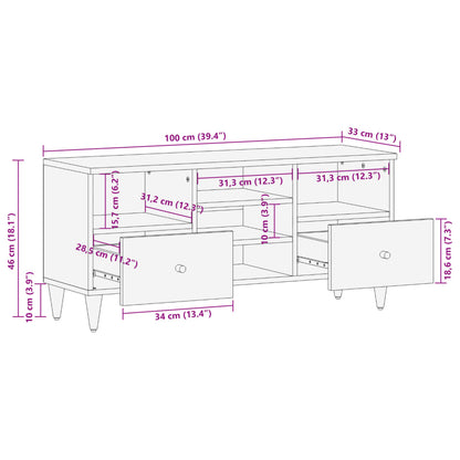 Tv-meubel 100x33x46 cm massief mangohout