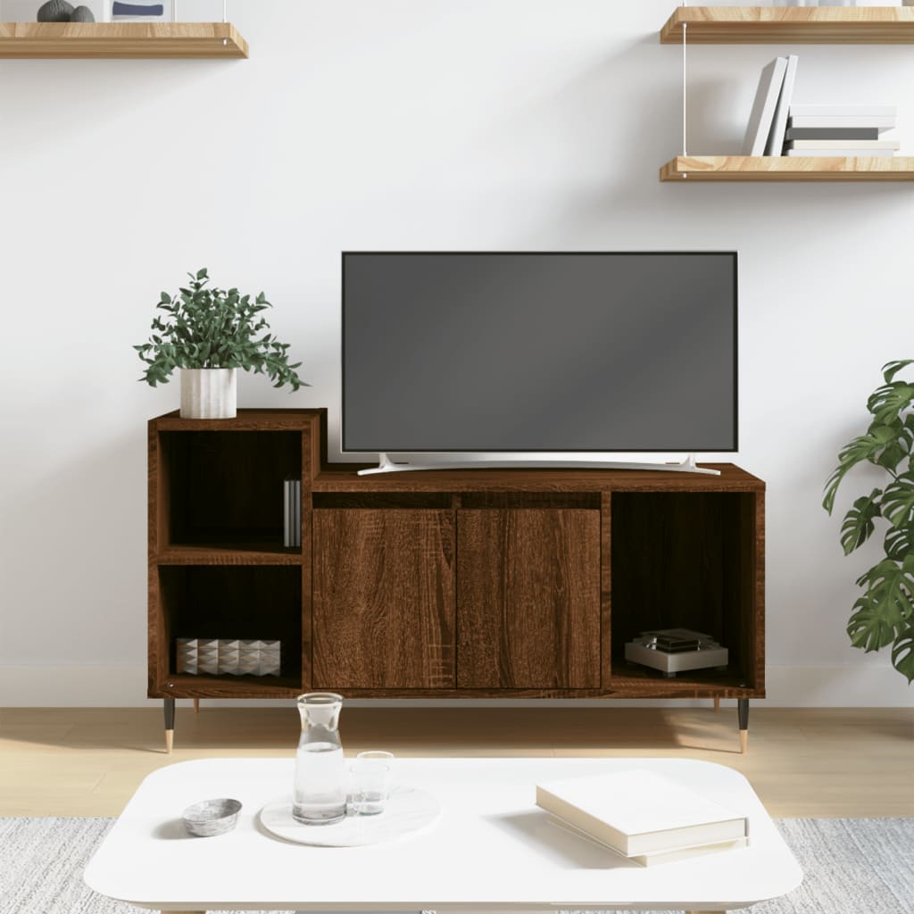 Tv-meubel 100x35x55 cm bewerkt hout bruin eikenkleur