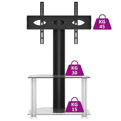 Tv-standaard hoek 2-laags voor 32-70 inch zwart en zilverkleur