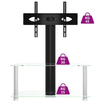 Tv-standaard hoek 2-laags voor 32-70 inch zwart en zilverkleur