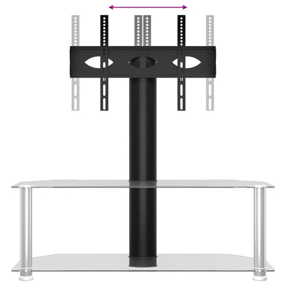 Tv-standaard hoek 2-laags voor 32-70 inch zwart en zilverkleur