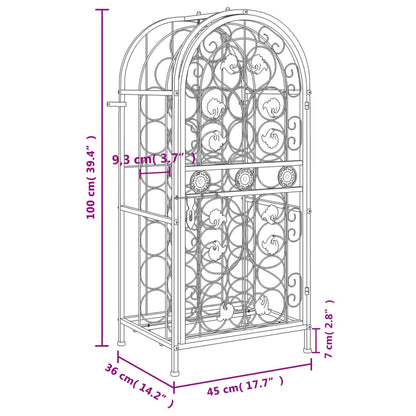 Wijnrek voor 33 flessen 45x36x100 cm smeedijzer zwart