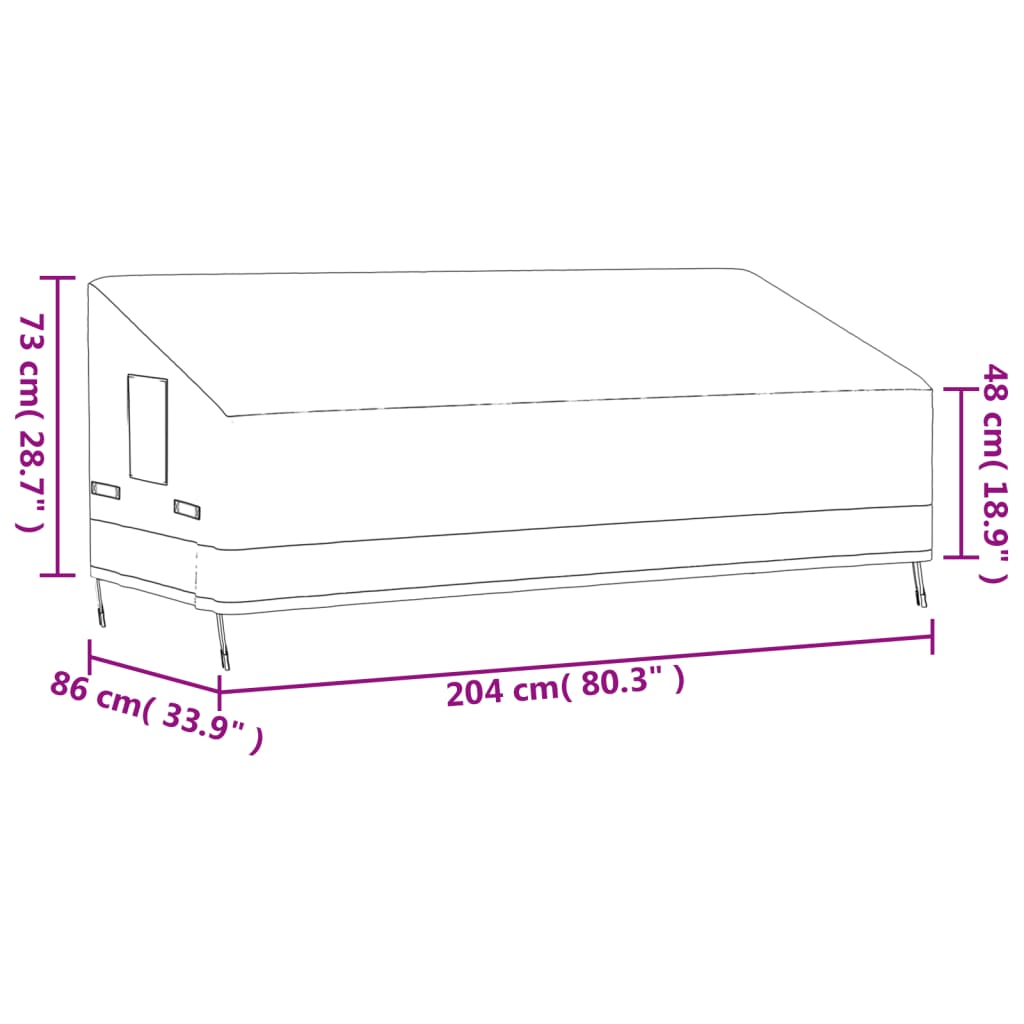 Tuinhoes 3-zitsbank 600D 204x86x48/73 cm oxford beige