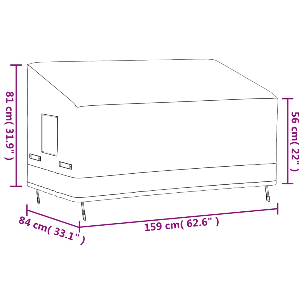 Tuinhoes 3-zitsbank 600D 159x84x56/81 cm oxford beige