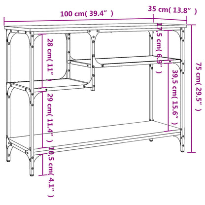 Wandtafel met schappen 100x35x75 cm gerookt eikenkleurig